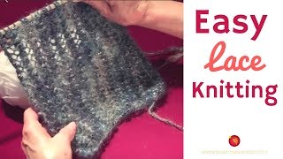 Knitting Lace Stitch  How to Knit Lace [upl. by Idona]