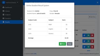 Online Student Result System in PHP My SQL with source code [upl. by Ribaudo618]