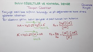 ANALİTİK KİMYASulu Çözeltiler ve Kimyasal DengeTampon Çözeltiler 1 [upl. by Akcir]