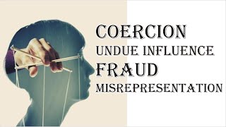 Coercion Undue Influence Fraud Misrepresentation  Indian Contract Act 1872  Law Guru [upl. by Blackington]