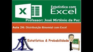 Aula 24 Distribuição Binomial com Excel [upl. by Kcinomod]