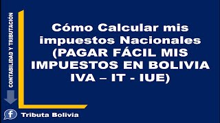 Cómo calcular mis impuestos Nacionales en BoliviaPAGAR FÁCIL MIS IMPUESTOS EN BOLIVIA IVAITIUE [upl. by Laram]