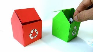 Contenedor de basura de papel  Origami Trash Bin [upl. by Gilberta420]