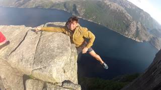 Free Hanging from Preikestolen norway Pulpit Rock Norway GOPRO [upl. by Vitale]