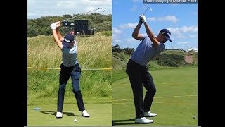 Justin Thomas golf swing  Long Iron faceon amp downtheline July 2017 [upl. by Traweek]