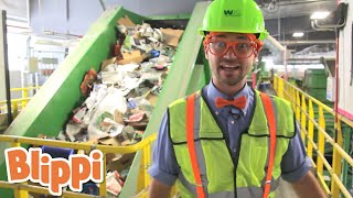 WOW Blippi Learns To Recycle  Blippi  Learn With Blippi  Funny Videos amp Songs [upl. by Aihtnis]