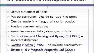 Misrepresentation Lecture 1 of 4 [upl. by Armbruster433]