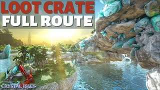 Loot Crate Full Route Path Underwater  Find Blueprints  Flak BPs amp Saddles  Crystal Isles  Ark [upl. by Atnek]