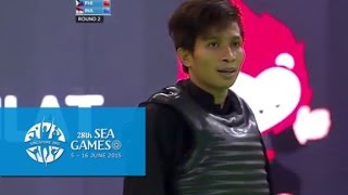 Pencak Silat Mens Tanding Class A SemiFinal PHI vs INA Day 8  28th SEA Games Singapore 2015 [upl. by Afatsuom969]