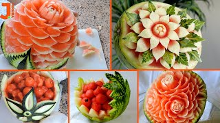 WATERMELON CARVING for PARTIES  5 Different Ideas  Watermelon Art and Tricks [upl. by Aon298]