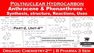 Polynuclear hydrocarbons  Anthracene  Phenanthrene  Synthesis ReactionsUses  P2Unit4 POC2 [upl. by Jansson411]