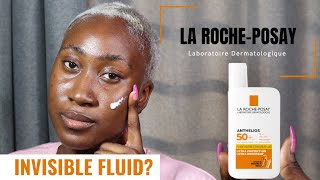 LA ROCHE POSAY ANTHELIOS ULTRALIGHT INVISIBLE FLUID SPF 50  DEMO amp REVIEW ON DARK SKIN [upl. by Boj]